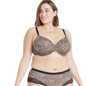Two Auden NWT Superstar leopard print full coverage lightly lined t shirt Bras